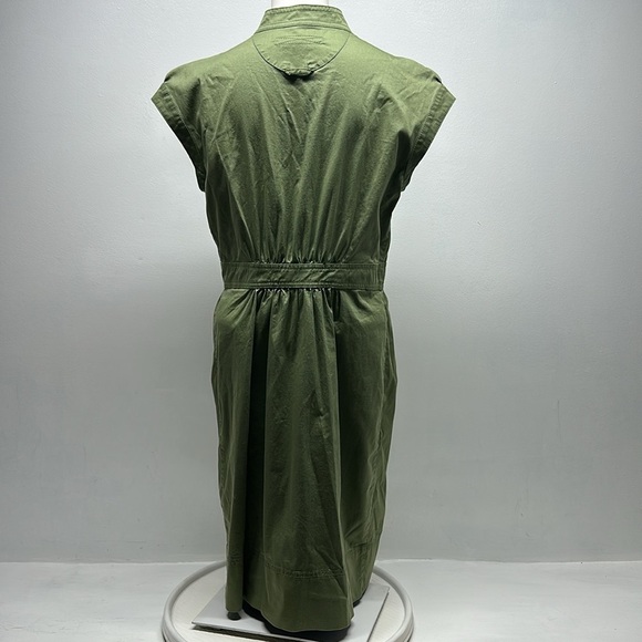 Marc Jacobs Shirt Dress Snap Down Collared Cotton Short Sleeve Army Green 12 - Picture 7 of 9